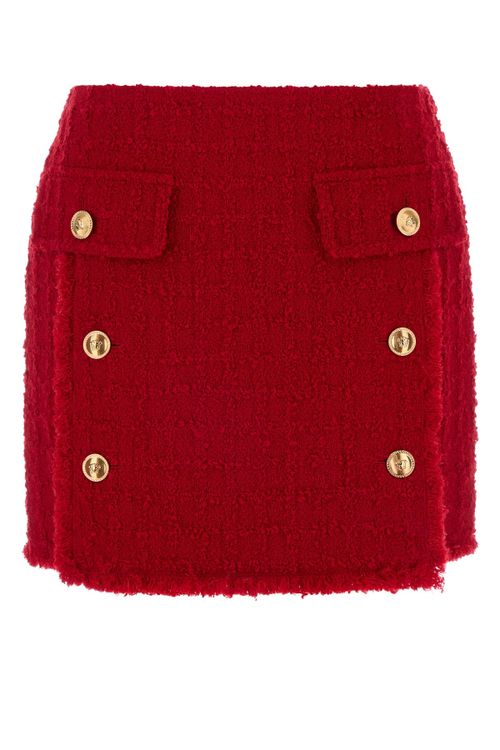 Tweed Mini Skirt — Red