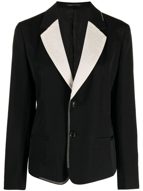 Single-breasted wool blazer - Black