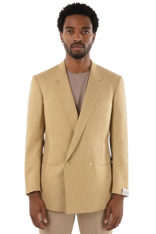 Beige Notched Lapel Blazer