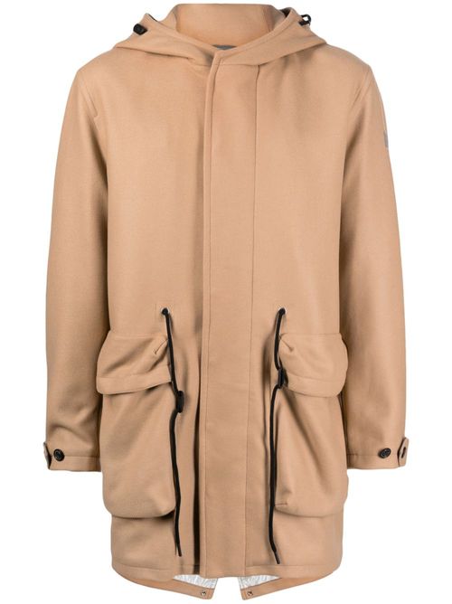Hooded wool-blend coat - Brown