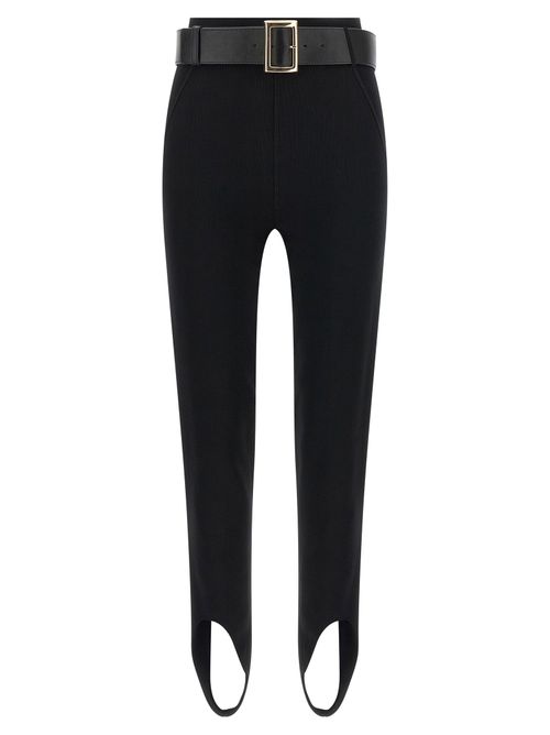 Stirrup Stretch Knit Leggings — Black