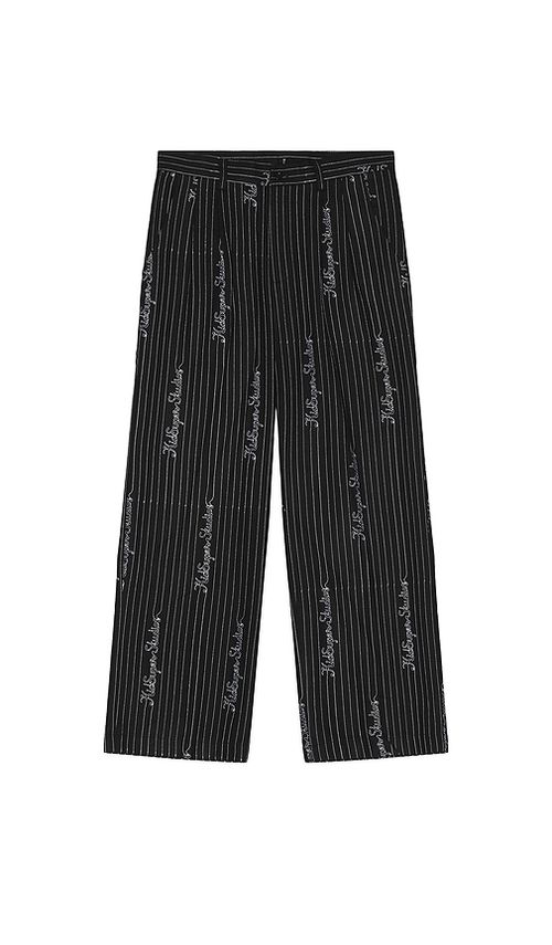 KidSuper Embroidered Ks Pinstripe Suit Bottom in Black. XL/1X also in