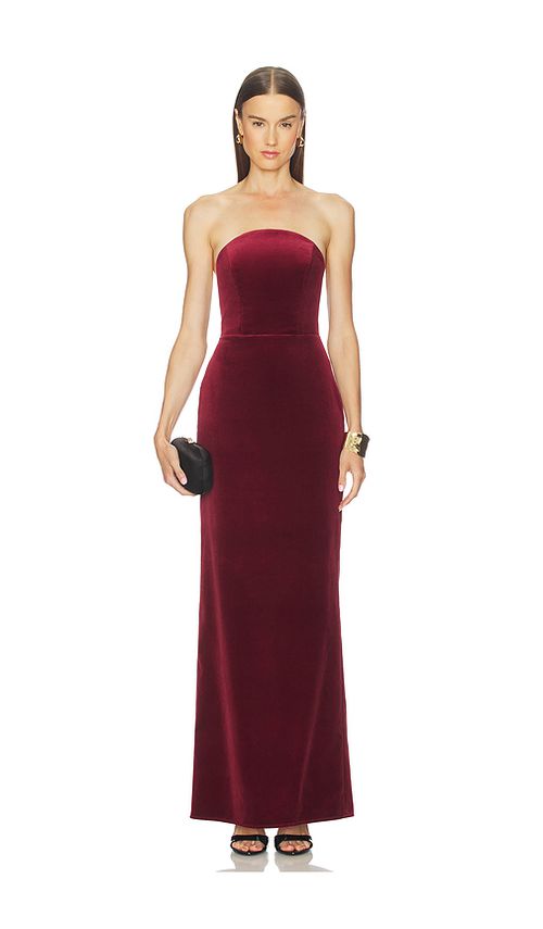 Michael Costello x REVOLVE Anjelique Velvet Gown in Burgundy. - XS also in L, M, S