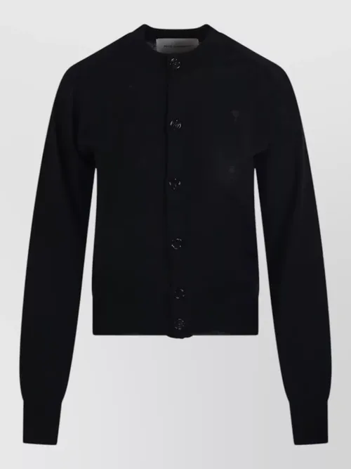 Ami Paris - adc round neck merino wool cardigan