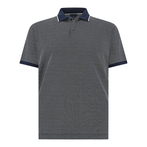 Polo in double mercerised cotton jersey, Man, Dress Blues-snow White