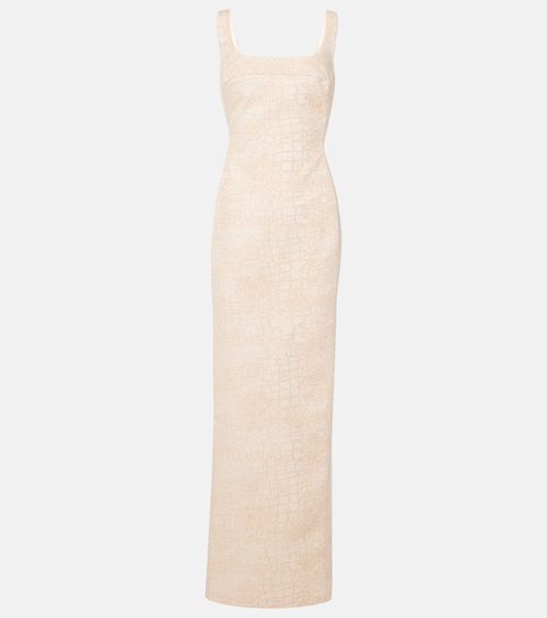 De-Nîmes croc-effect cotton maxi dress