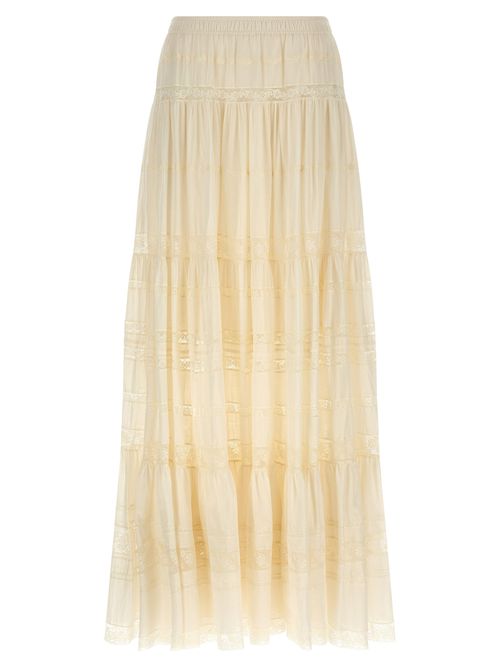 Lace-Trimmed Cotton Skirt — White