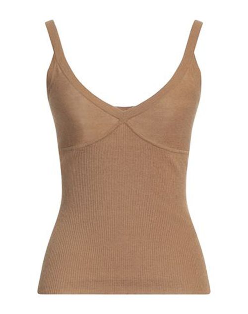 Woman Top Khaki Size L Silk, Cashmere