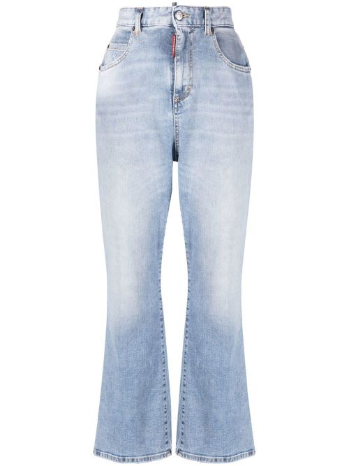 High-waisted cropped flared jeans - Blue