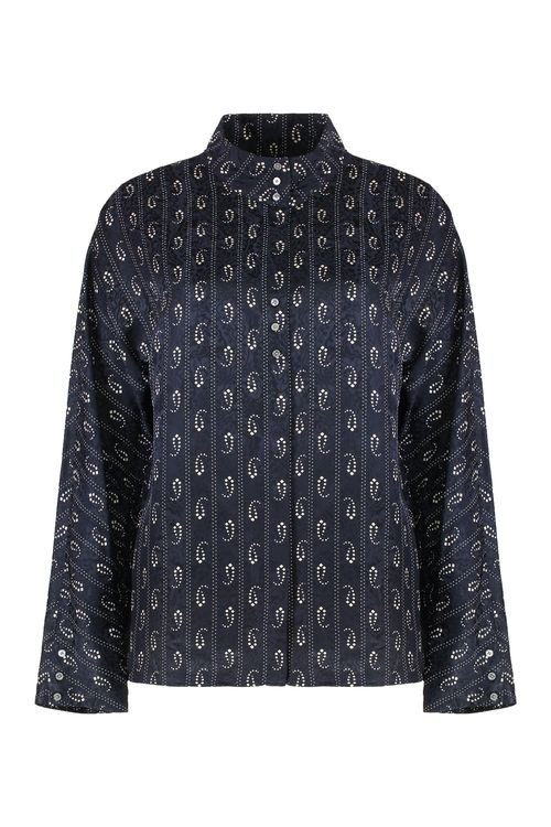 Jacquard Paisley Viscose-Silk Blouse