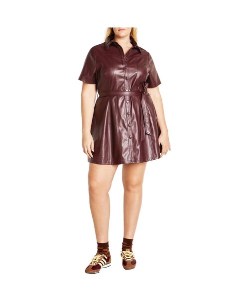 City Chic | Plus Size Faux Leather Hunter Dress - Berry | Realry City Chic | Plus Size Faux Leather Hunter Dress - Berry | Realry