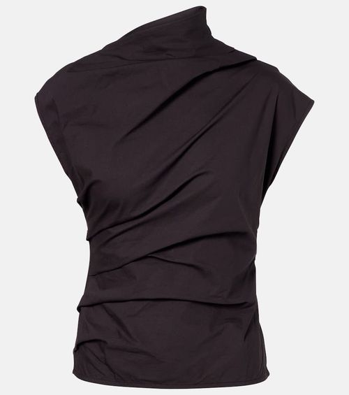 Ruched cotton-blend top