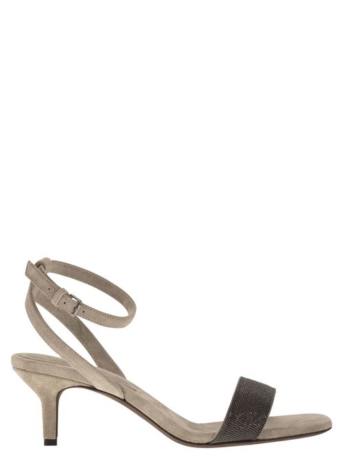 Suede Sandals With Precious Insert