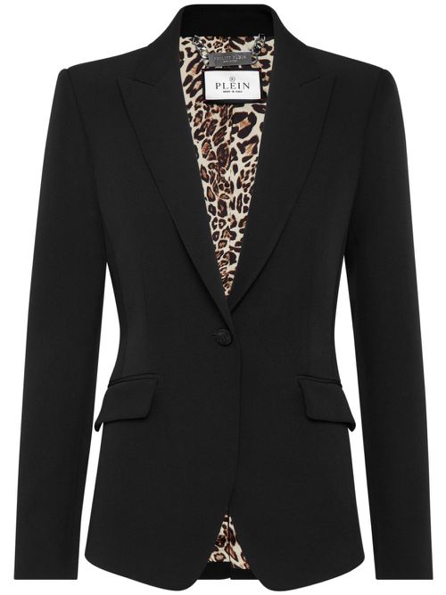 Peak-lapel single-breasted blazer - Black