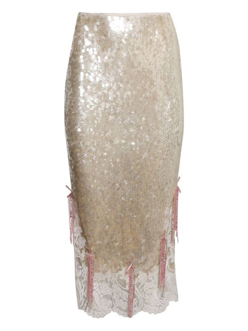 Sequin lace pencil skirt - Neutrals