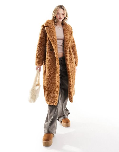 Gertrude teddy coat in tan-Brown