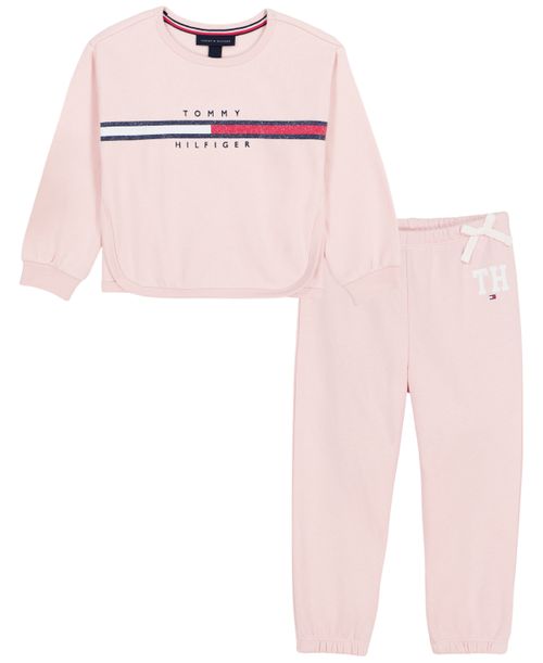 Girls' 2T-6X Long-Sleeve Sweatshirt and Pants, 2-Piece Set - Pink
