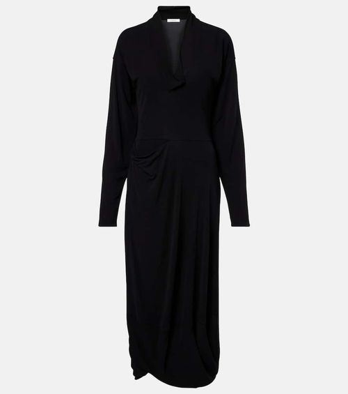 Draped crêpe jersey maxi dress
