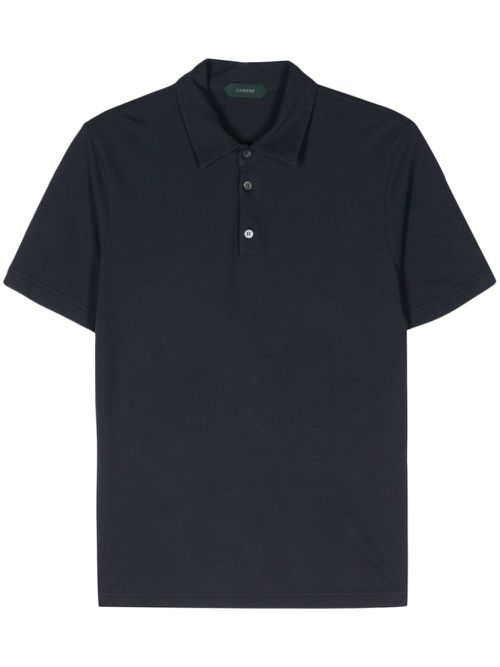 Organic-cotton polo shirt - Blue