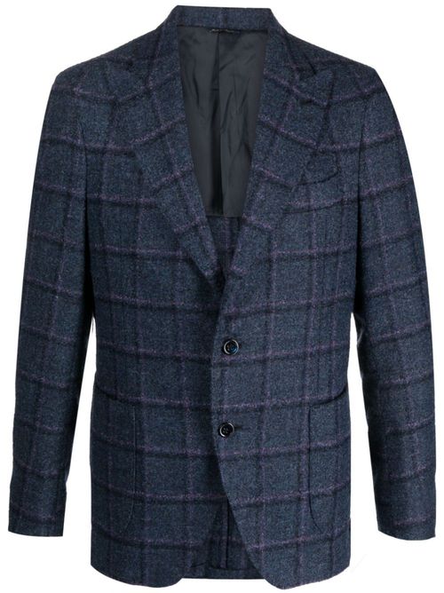 Check-pattern single-breasted blazer