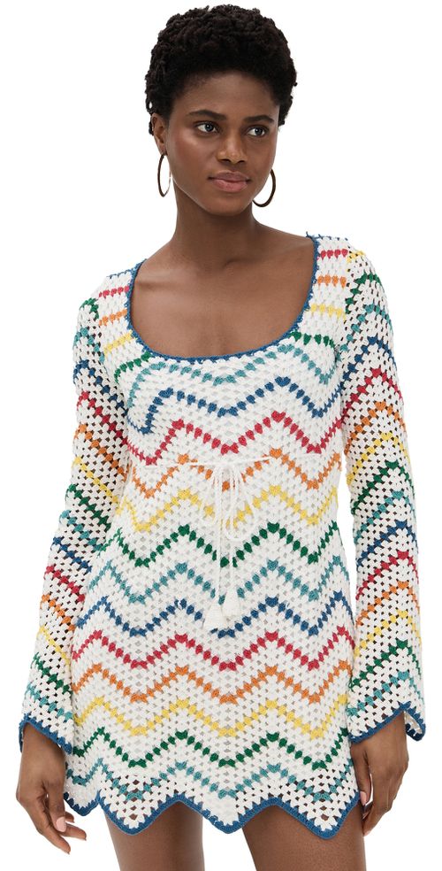 Siera Rainbow Crochet Mini Dress Multi