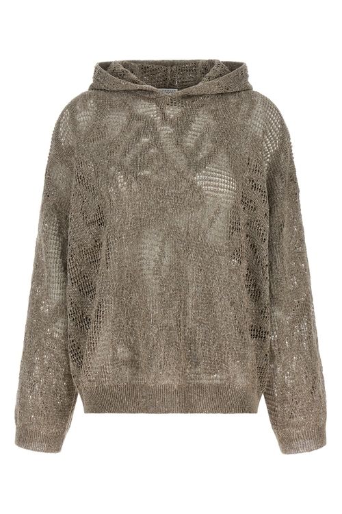 Openwork Hooded Sweater