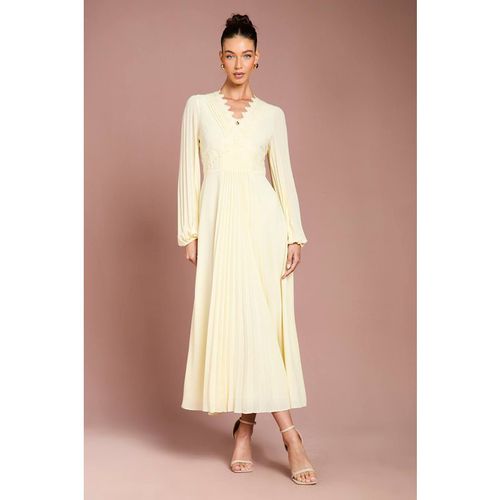 Coast Women's Pleat Detail Lace Trim Maxi Dress in Yellow