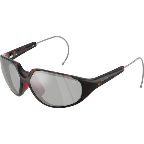 Moncler Unisex Moncler ME8008 LASZER 50218V Sunglasses Injected Turtle Silver Geometric Norma
