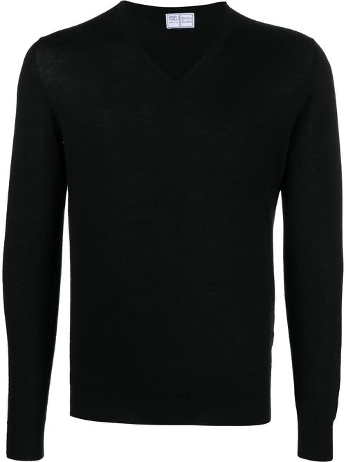 V-neck long-sleeve jumper - Black