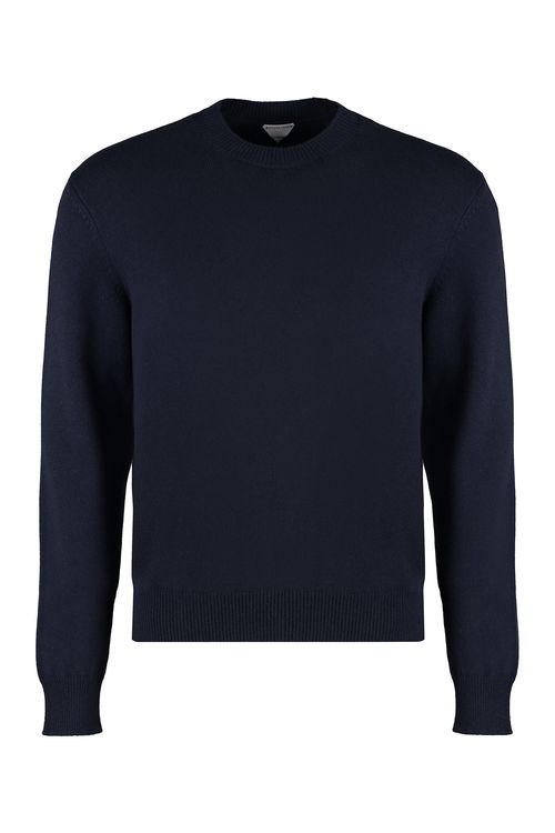 Cashmere Crew-Neck with Elbow Patches Sweater — Blue