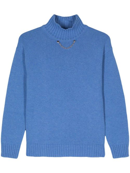 Chain-embellished jumper - Blue