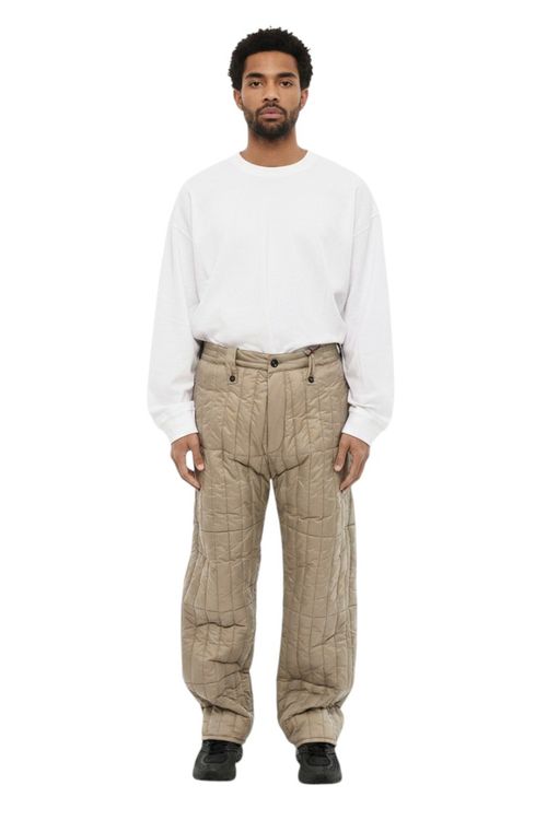 Beige Relaxed Quilted Pants