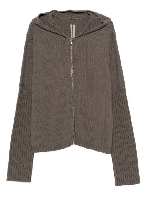 Hooded ribbed-cuff cardigan - Grey