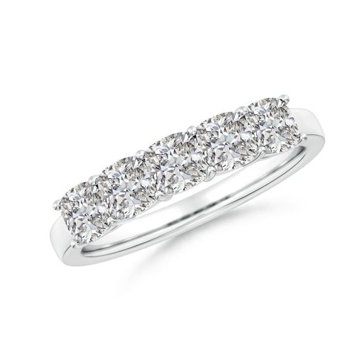 Angara 1.8 Carats Prong-Set Cushion Diamond Five Stone Wedding Ring in 14K White Gold