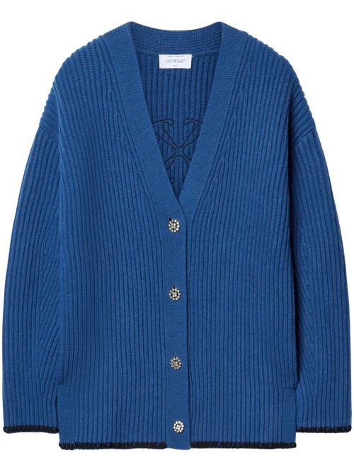 Logo-embroidered cardigan - Blue