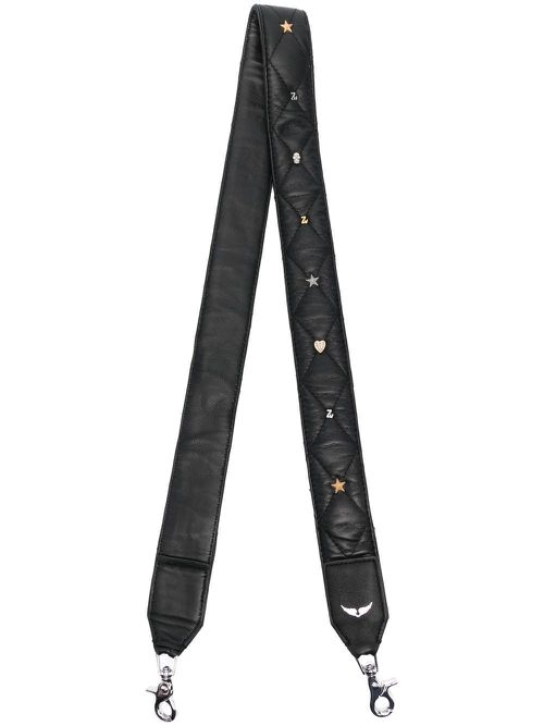 Stud-detail leather bag strap - Black