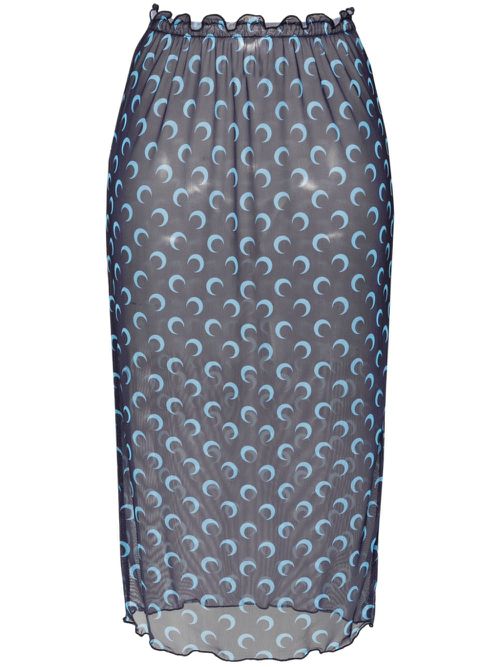 Crescent moon print midi skirt - Blue