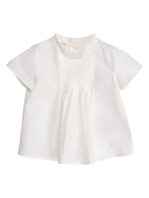 Pleated cotton poplin blouse - White