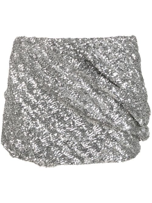 Sequin-embellished miniskirt - Silver