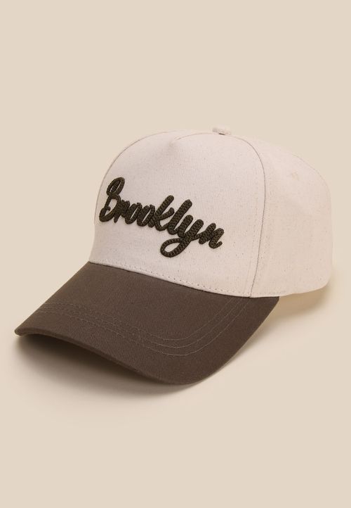 Mens Cream Brooklyn Baseball Cap