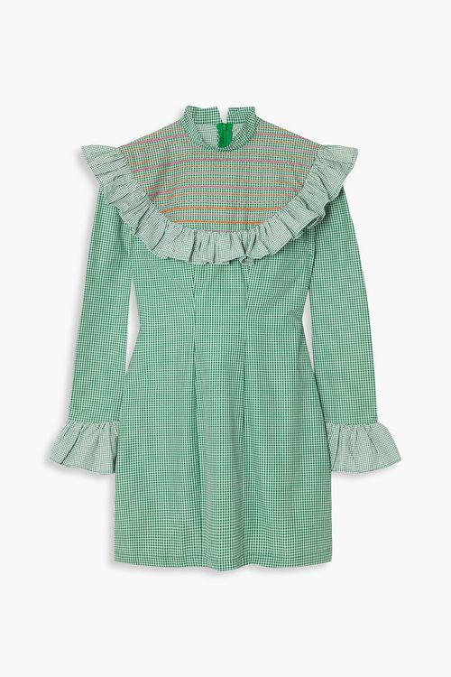 Miss Swati ruffled checked cotton mini dress