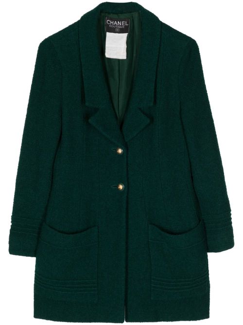 2000s CC logo-buttons wool jacket - Green