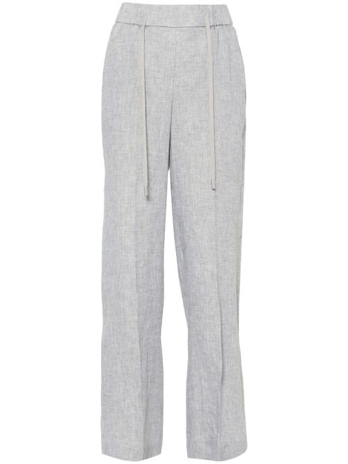 Chambray wide-leg trousers - Green