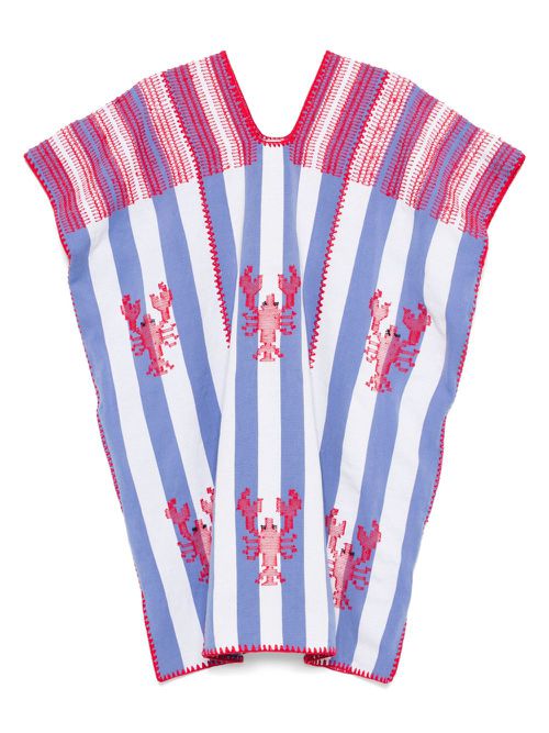 Striped lobster-motif mini dress - Blue