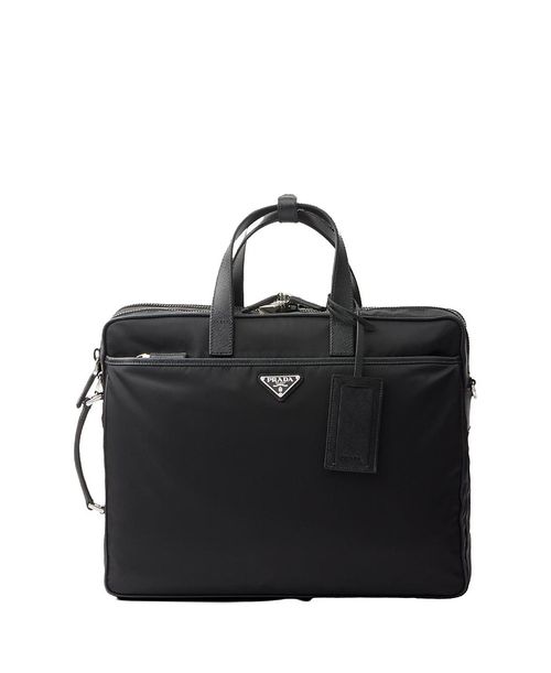Re-Nylon and Saffiano Leather Briefcase