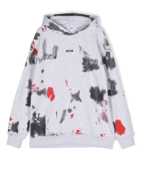 Tie-dye print logo hoodie - Grey