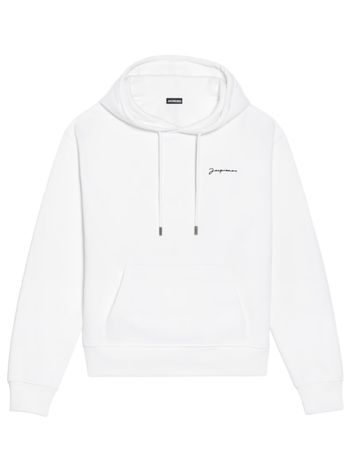 Jacquemus Signature Embroidered Logo Hoodie in White - White