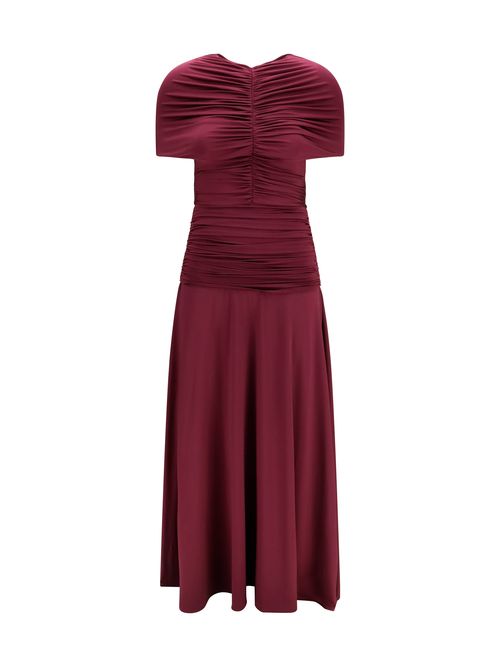 Ruched Jersey Dress — Burgundy