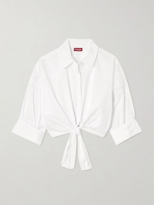 Lisa Knotted Cotton Poplin Shirt - White
