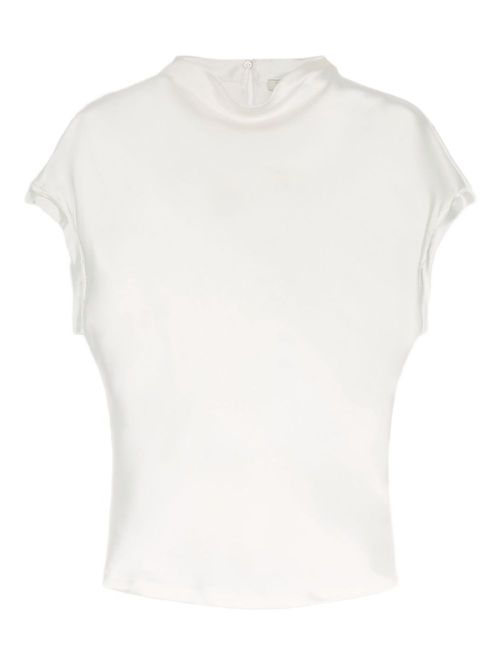 Mock-neck short-sleeve top - Neutrals